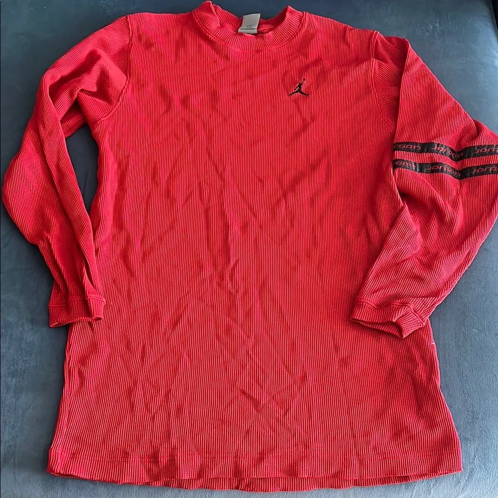 Vintage Jordan Red Long Sleeve Tee with Black Stripe Details